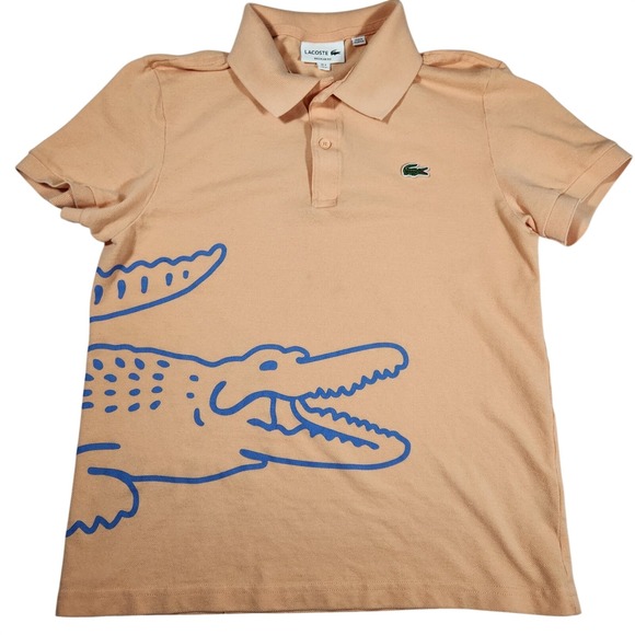 Lacoste Other - Lacoste Polo Shirt Mens Medium Peach Cotton Graphic Crocodile PH9739 Regular Fit